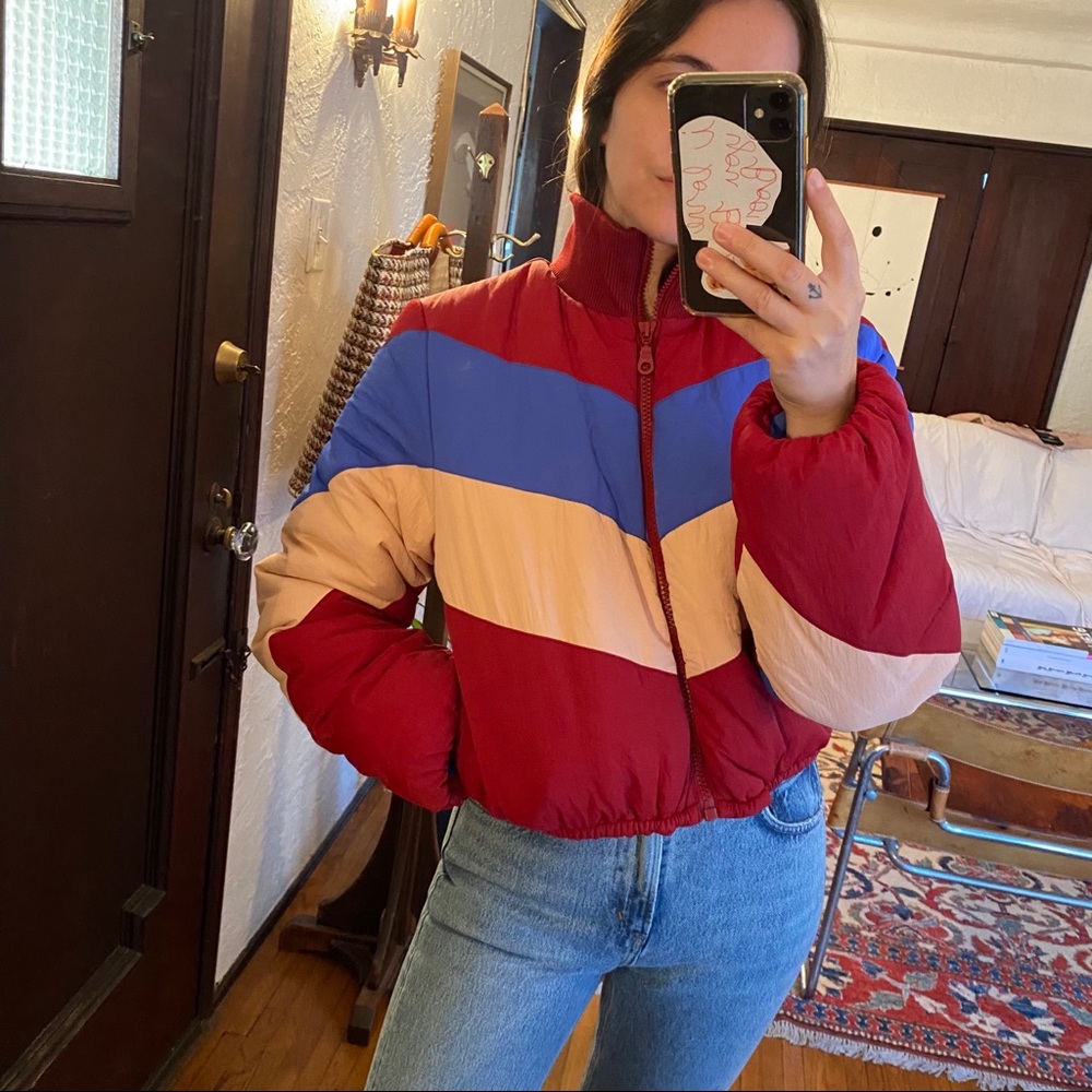 Tularosa Senna Striped Puffer in Vintage Burgundy